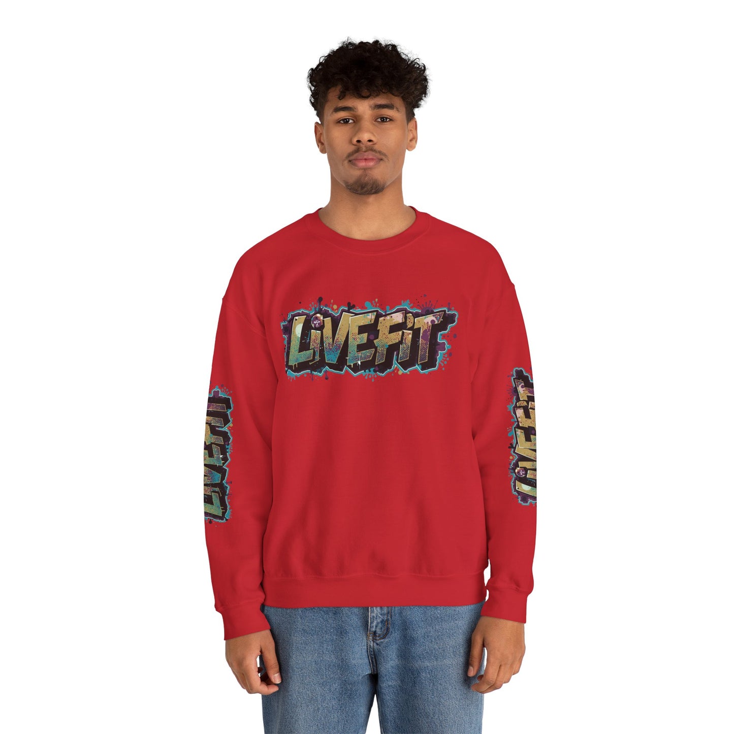 Live Fit Crewneck Sweatshirt - Trendy Fitness Apparel -  Unisex Casual Wear -  Sports Gift -  Workout Fashion -  Street Style Sweatshirt -
