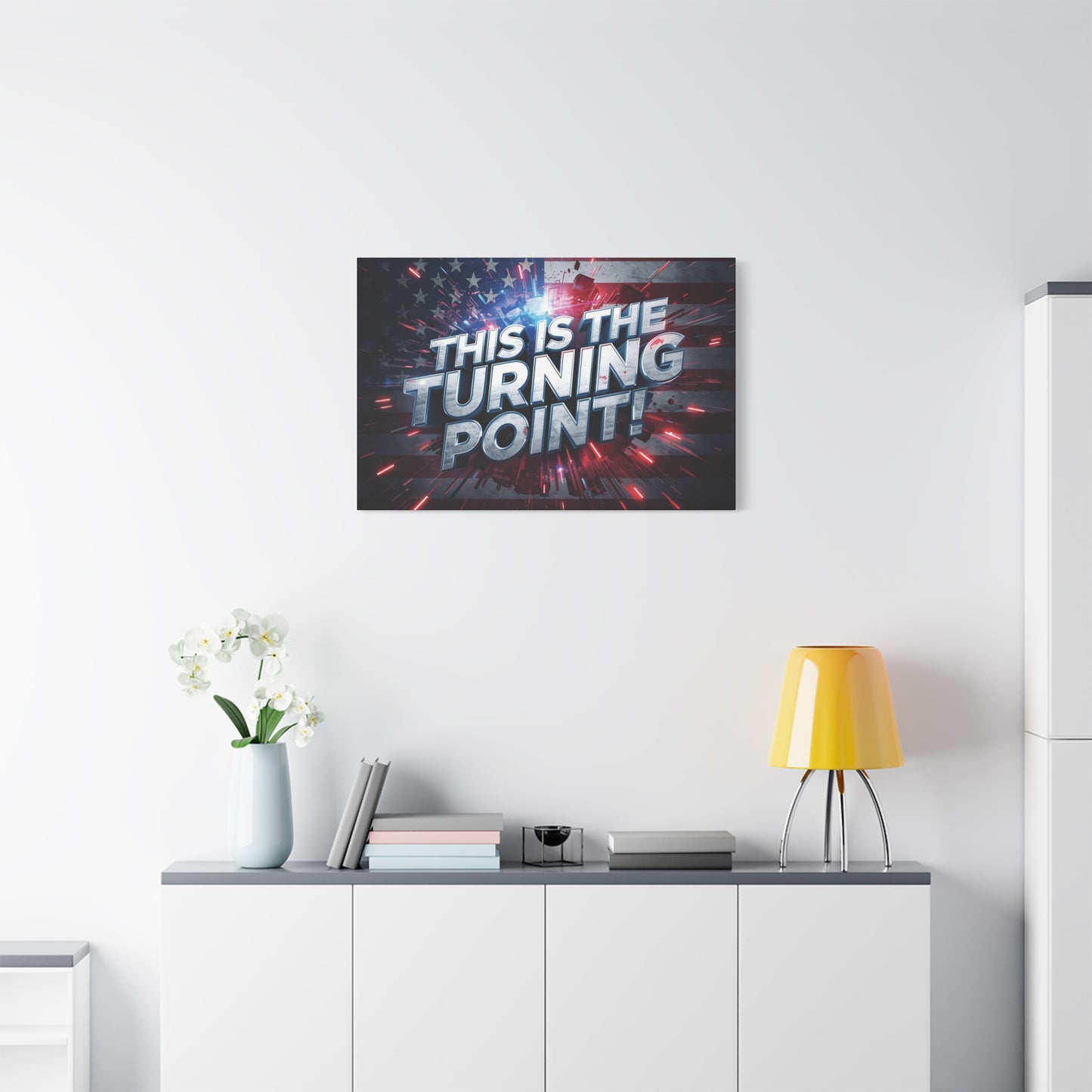 Canvas Print - Patriotic Wall Art - Stunning - Red White Blue - American Flag Backdrop - Charlie Kirk Inspired - This Is The Turning Point! - Multiple Sizes -
