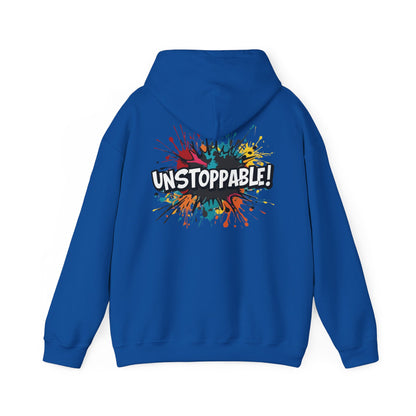 Unstoppable! Paint Splash Hoodie - Motivational Graphic Sweatshirt - Unisex Pullover - S-5XL