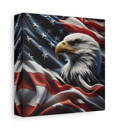 Patriotic Eagle Gallery Wrapped Canvas Art - American Flag Wall Decor - Red White Blue - USA Pride - Holiday Gift -  4th of July Home Decoration - Veteran Gift -  USA Theme Art - Print On Sides - Mirror Sides -
