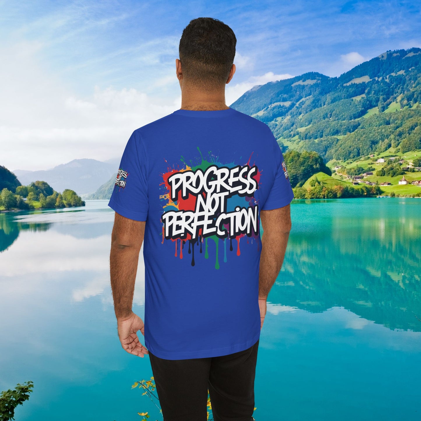 💥 Vibrant   💥   Eye-catching   💥   Motivational    💥 All  Over Print   💥 Unisex T-shirt  💥   Progress  Not  Perfection   💥  Art-Inspired   💥  Apparel  💥  Sizes  XS  x  4XL 💥