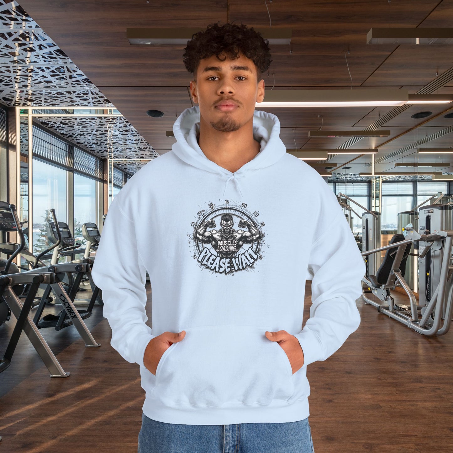 Unisex - Muscles Loading…Please Wait - Heavy Blend™ Hooded Sweatshirt - Motivational Fitness Hoodie - Workout Sweatshirt - Gym Apparel - Inspirational Gift - Holiday Gift