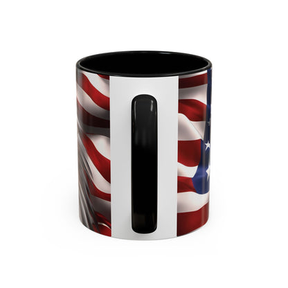 Patriotic Bald Eagle Coffee Mug – American Flag Accent Cup for Proud Americans & Veterans (11oz & 15oz, Multiple Colors)