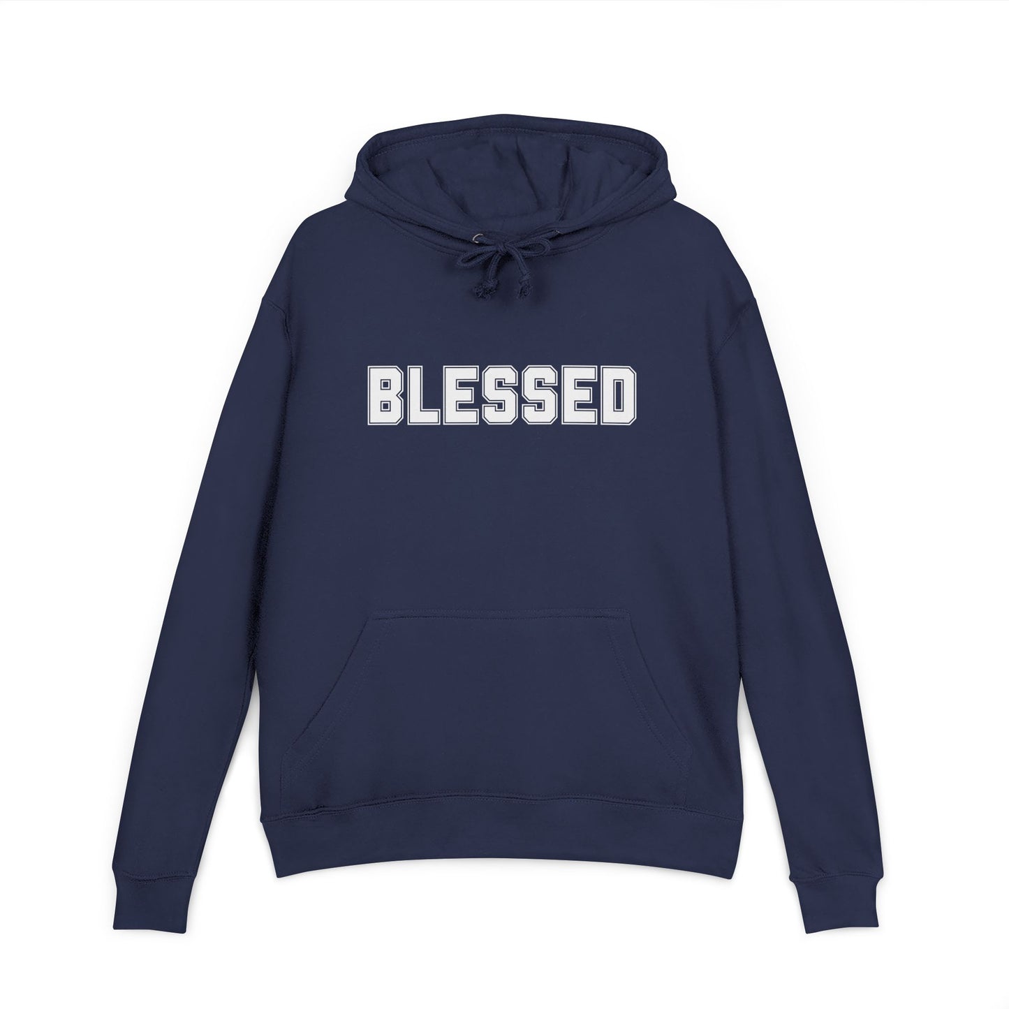 Blessed Hoodie — Cozy French Terry Pullover - with - White - Bold Front & Back Text - Holiday Gift - Fitness