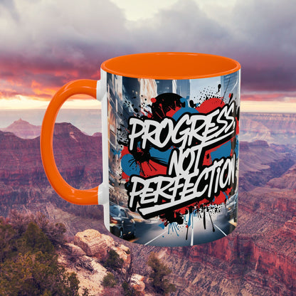 Progress Not Perfection! Graffiti Style Mug - Vibrant Design - 11oz/15oz - 8 Colors
