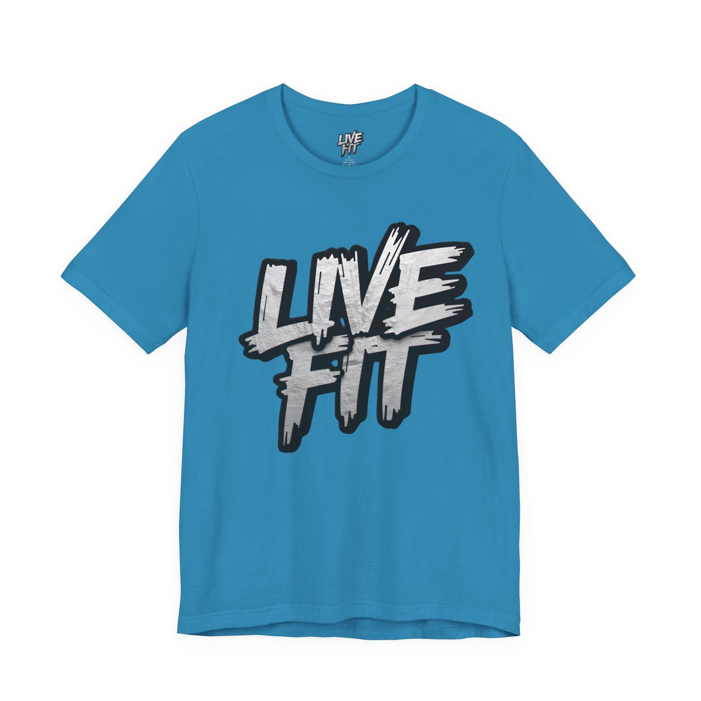 LIVE FIT Unisex Jersey Tee - Fitness Shirt - XS - 4XL -  Workout Apparel -  Motivational T-Shirt - Casual Wear - Gift for Fitness Enthusiasts