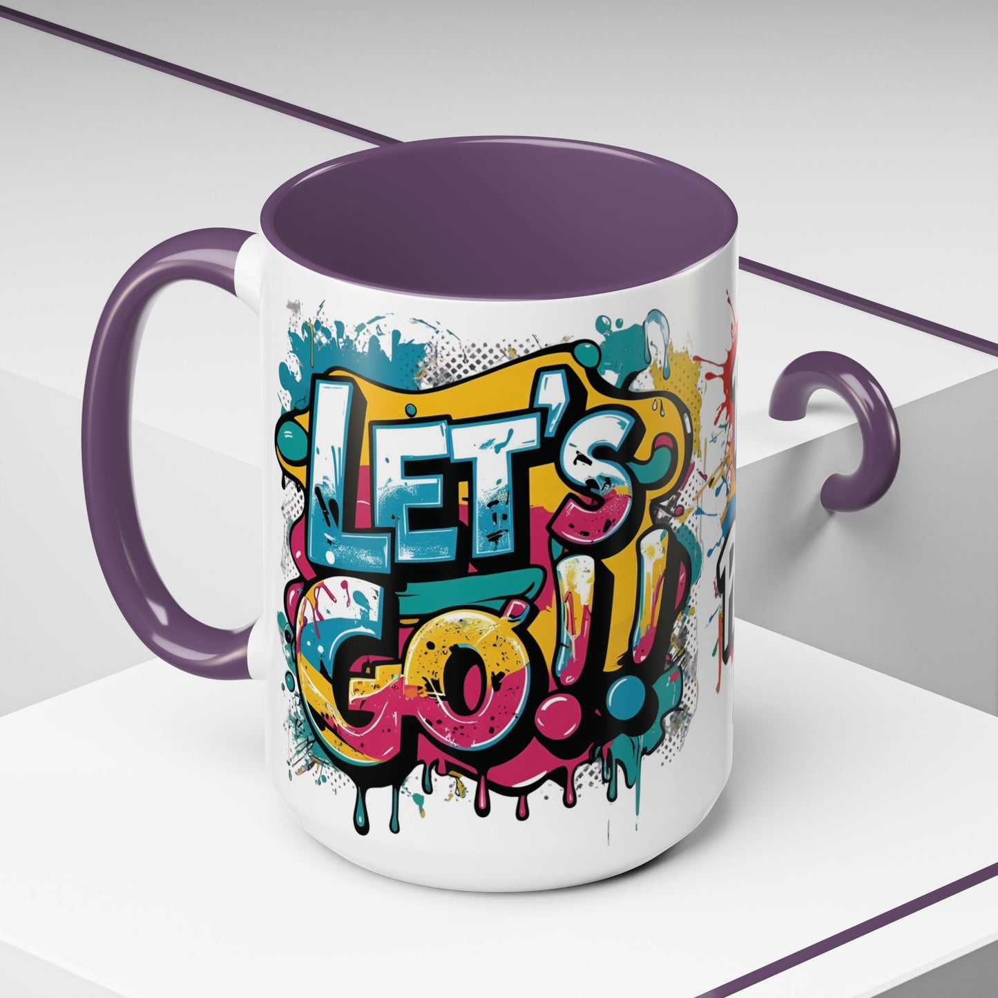 Vibrant   Ceramic  Mug    Inspirational      Let's Go!     Graffiti  Mug      Coffee Mug        Progress  Not  Perfection   Sizes   11oz  &  15oz    Birthday Gift   Graduation Gift    8  Different  Color Options