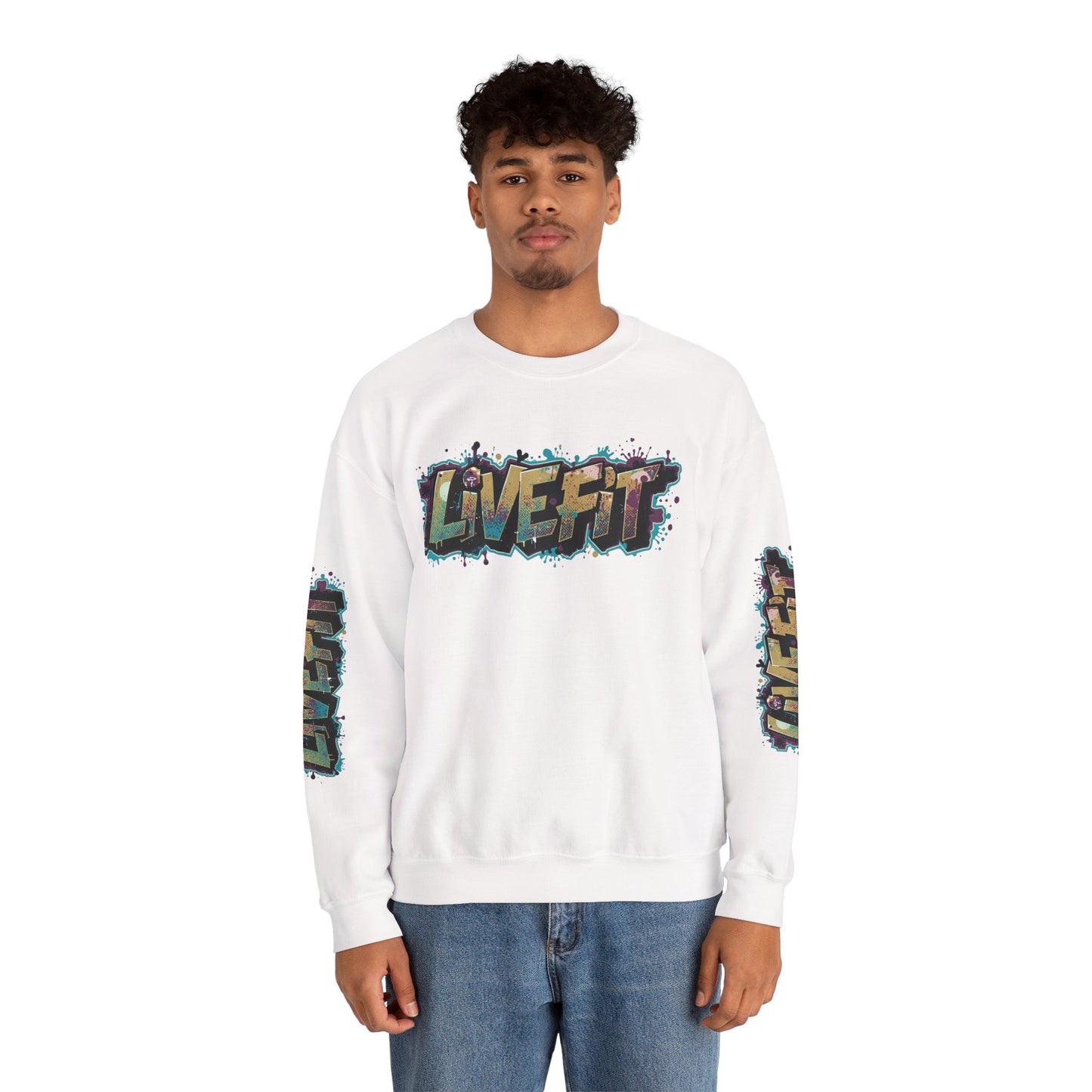 Live Fit Crewneck Sweatshirt - Trendy Fitness Apparel -  Unisex Casual Wear -  Sports Gift -  Workout Fashion -  Street Style Sweatshirt -