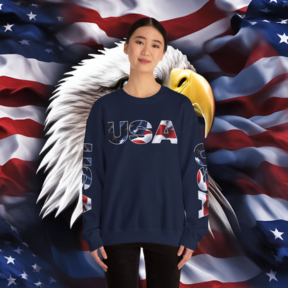 Patriotic USA Red White Blue - Crewneck Sweatshirt - Unisex Pullover - S-5XL