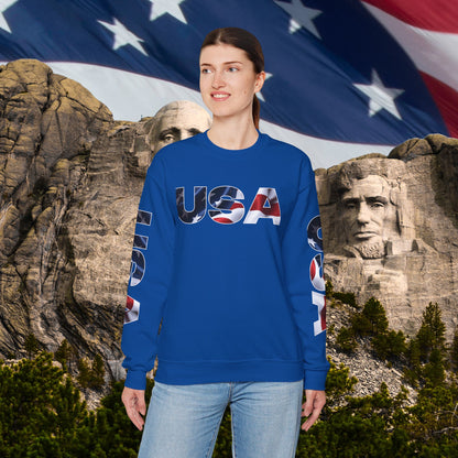 Patriotic USA Red White Blue - Crewneck Sweatshirt - Unisex Pullover - S-5XL