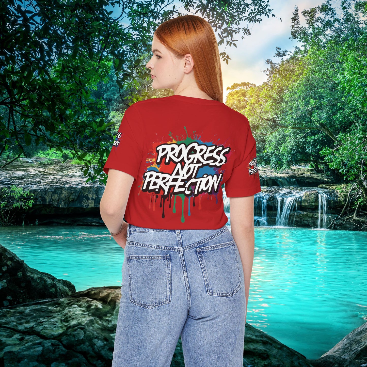 💥 Vibrant   💥   Eye-catching   💥   Motivational    💥 All  Over Print   💥 Unisex T-shirt  💥   Progress  Not  Perfection   💥  Art-Inspired   💥  Apparel  💥  Sizes  XS  x  4XL 💥