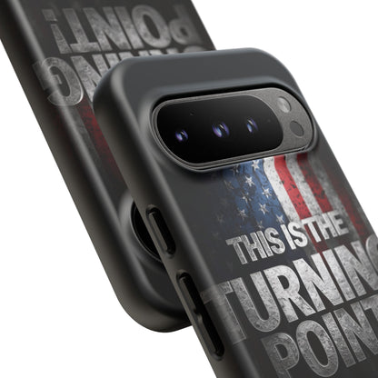 Stunning Patriotic Protective Cell Phone Case -  Charlie Kirk - This Is The Turning Point! - Red White Blue - Beautiful American Flag Backdrop Design - Perfect Gift for Everyday Use, Durable Cover, Stylish Protection