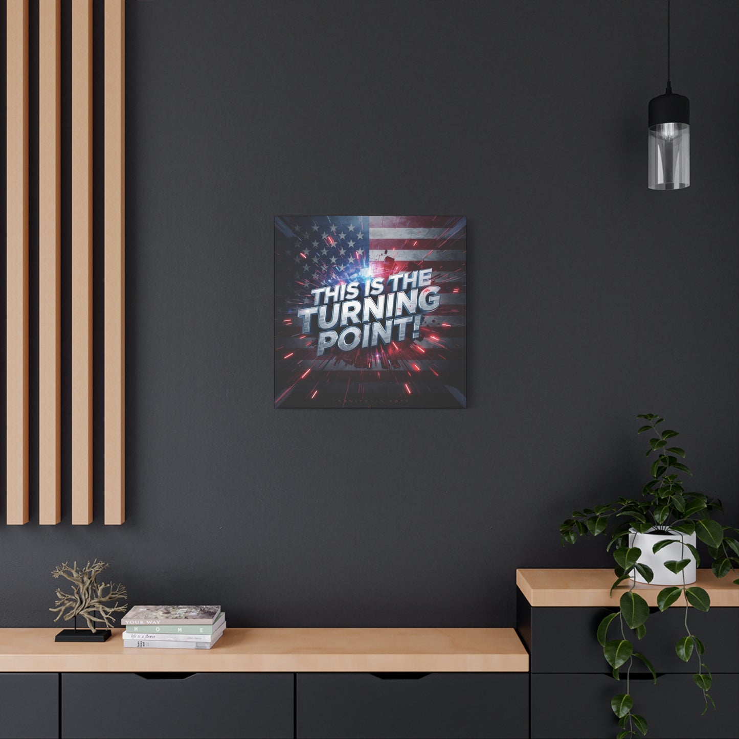 Canvas Print - Patriotic Wall Art - Stunning - Red White Blue - American Flag Backdrop - Charlie Kirk Inspired - This Is The Turning Point! - Multiple Sizes -