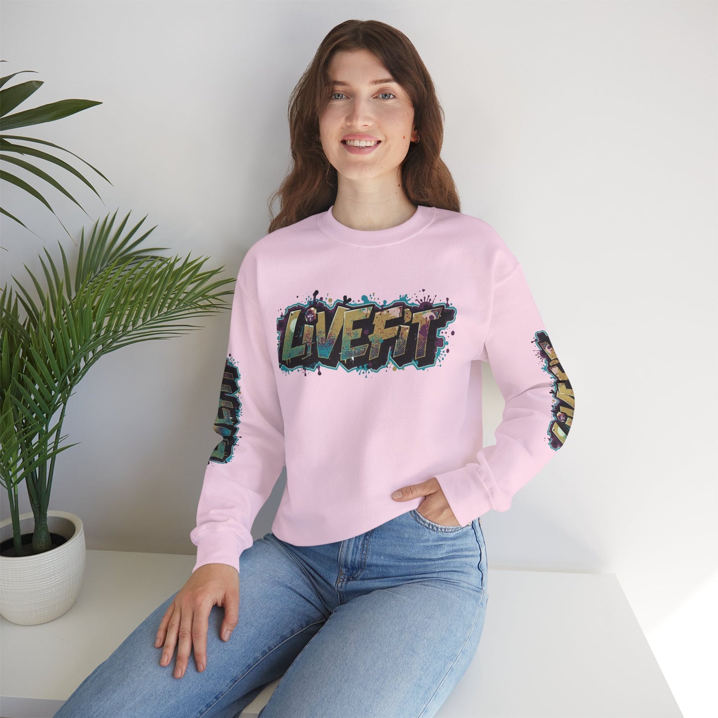 Live Fit Crewneck Sweatshirt - Trendy Fitness Apparel -  Unisex Casual Wear -  Sports Gift -  Workout Fashion -  Street Style Sweatshirt -