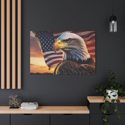 Patriotic Eagle Canvas Wall Art, Stretched Eagle Art, American Flag Decor, Veteran's Day Gift, 4th of July Decoration, Home Gallery Wall