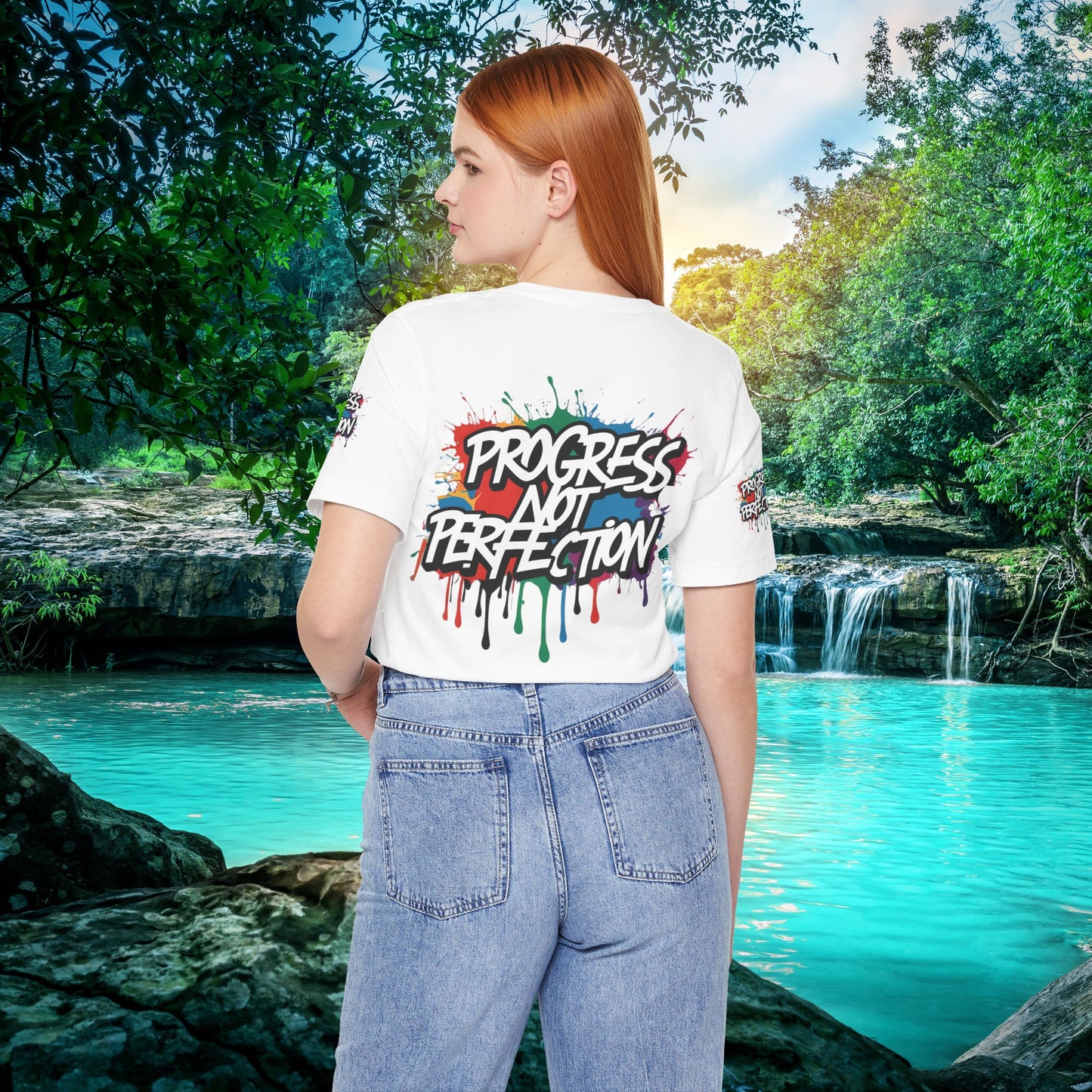 💥 Vibrant   💥   Eye-catching   💥   Motivational    💥 All  Over Print   💥 Unisex T-shirt  💥   Progress  Not  Perfection   💥  Art-Inspired   💥  Apparel  💥  Sizes  XS  x  4XL 💥