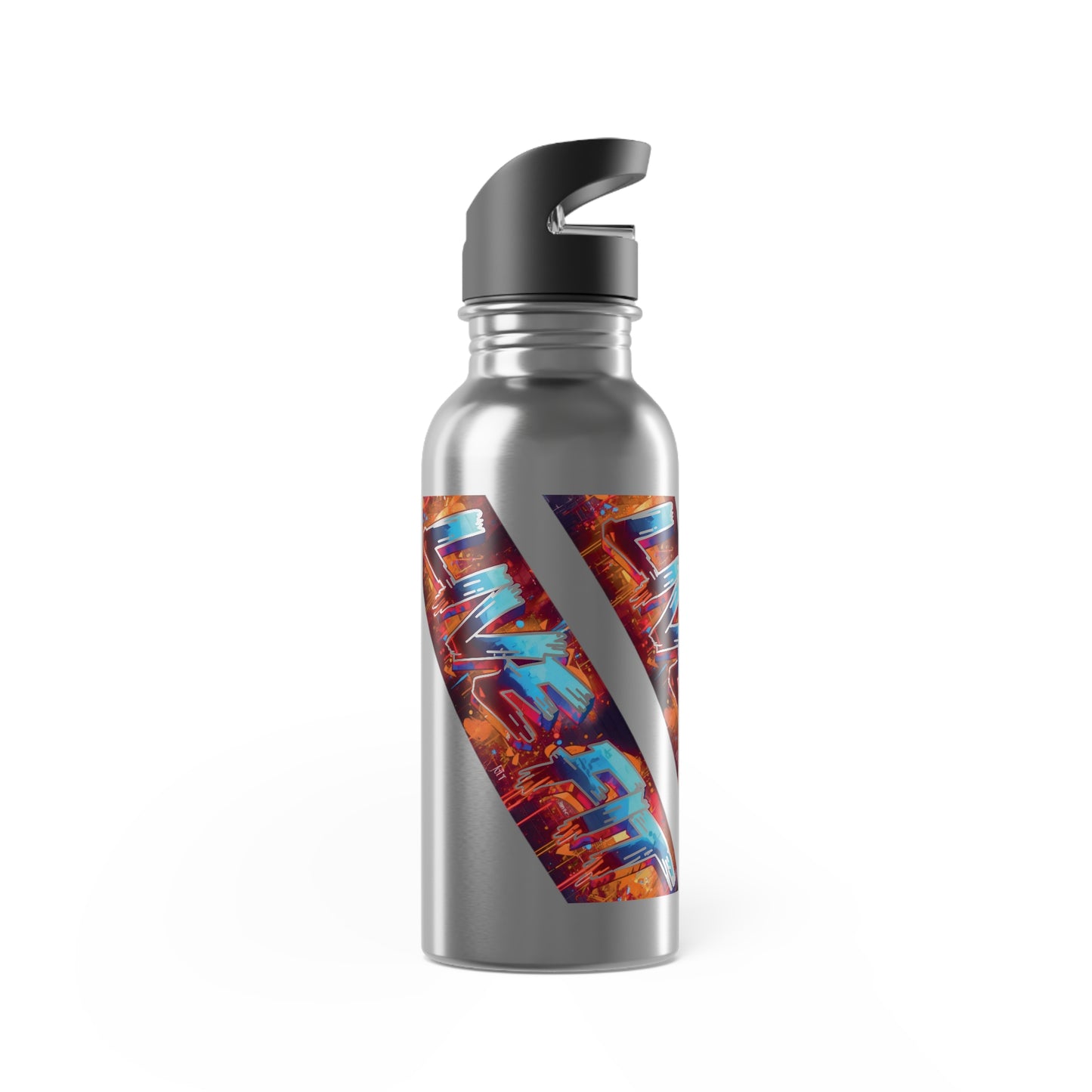 Vibrant - LIVE FIT - Stainless Steel  - 20oz - Water Bottle - Flip Top Spout - With Straw - Eco-Friendly -