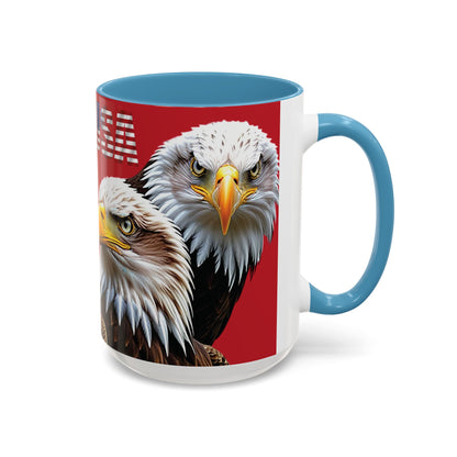 Patriotic Bald Eagle Accent Mug - Red White & Blue - 11oz/15oz - 4 Colors