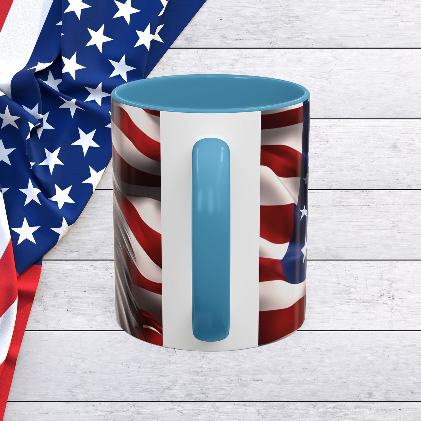 Patriotic Bald Eagle Coffee Mug - American Flag Accent - 11oz/15oz - Multiple Colors