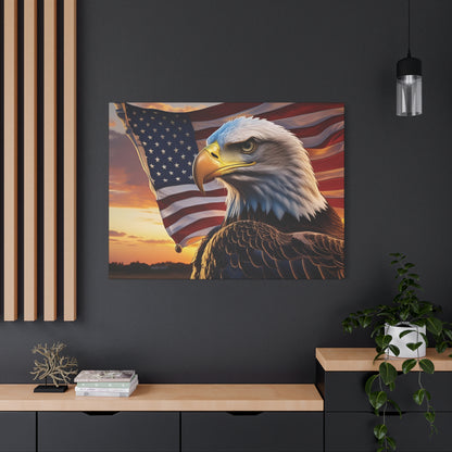 Patriotic Red Eagle Canvas Wall Art, Stretched Eagle Art - Red White Blue - American Flag Decor - Veteran's Day Gift - 4th of July Decoration, Home Gallery Wall