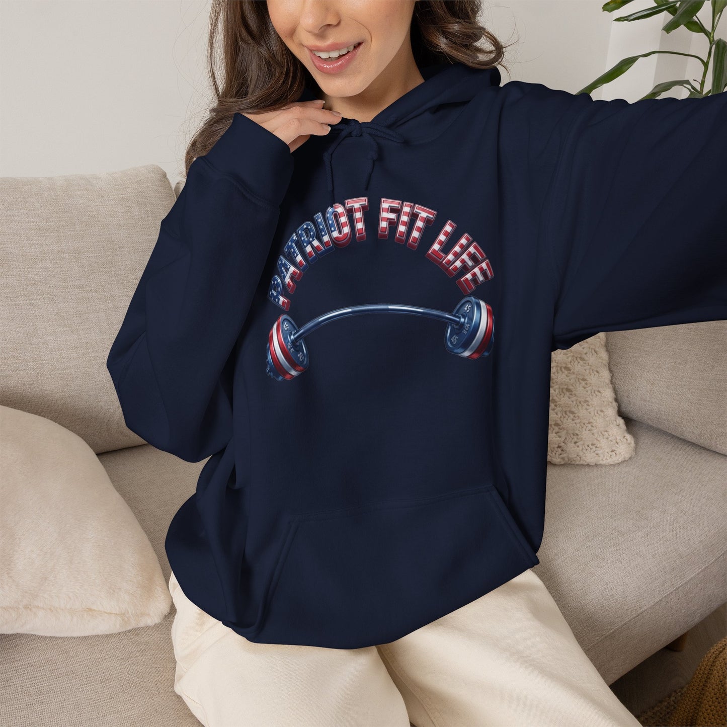 Patriotic Fit Life Hoodie — USA Flag Barbell Fitness Sweatshirt