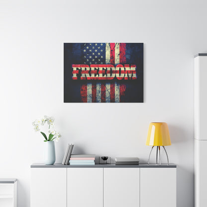 Patriotic Wall Art Print - Freedom Design Canvas Decor - American Flag Red White & Blue Artwork - Christmas Gifts - Independence Day Decoration - Home Gallery Piece -