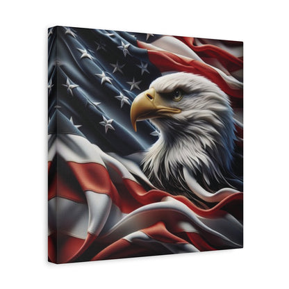 Patriotic Eagle Gallery Wrapped Canvas Art - American Flag Wall Decor - Red White Blue - USA Pride - Holiday Gift -  4th of July Home Decoration - Veteran Gift -  USA Theme Art - Print On Sides - Mirror Sides -