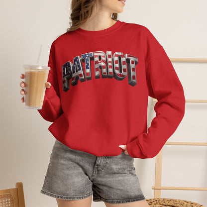 Patriot Crewneck Sweatshirt — American Flag Text Graphic