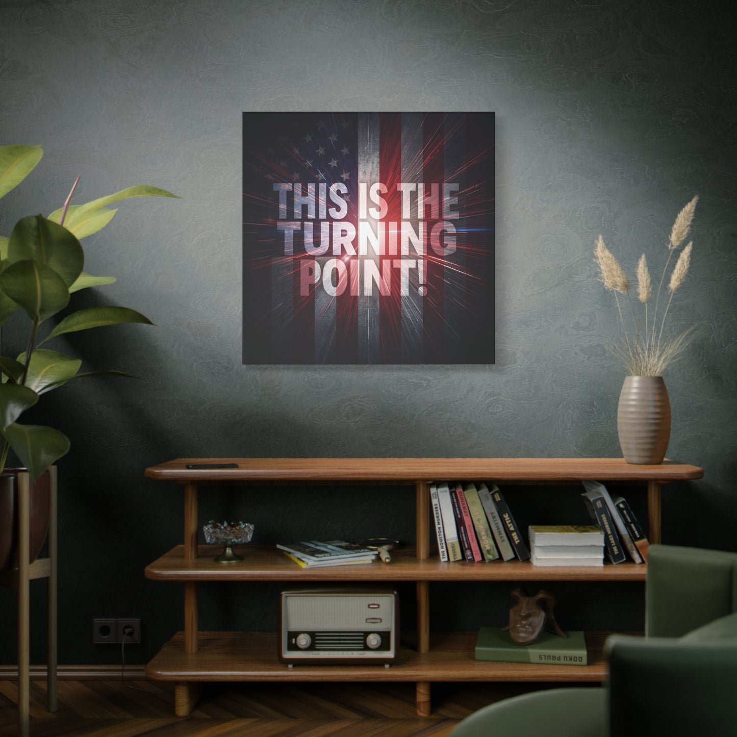 Charlie Kirk - This Is The Turning Point! - Red White Blue - Stunning American Flag Backdrop Design - Patriotic - Motivational Wall Art - Canvas - Multiple Sizes