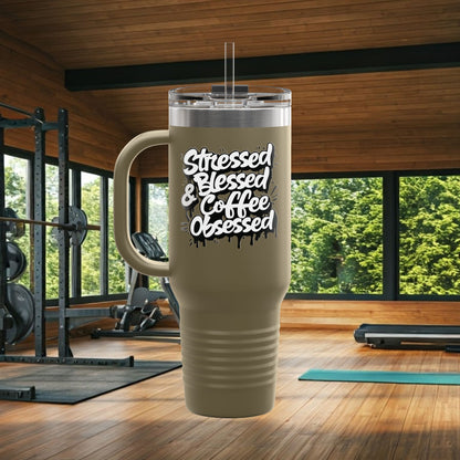 40oz. Insulated Travel Mug: Stressed Blessed, & Coffee Obsessed Print, 7 Different Color Options, Perfect Gift for Coffee Lovers, Gym Goers, Travel Enthusiasts, Holiday [...]