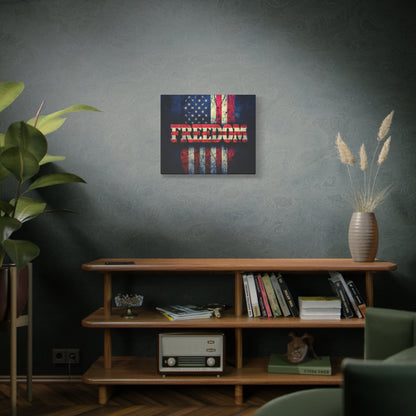 Patriotic Wall Art Print - Freedom Design Canvas Decor - American Flag Red White & Blue Artwork - Christmas Gifts - Independence Day Decoration - Home Gallery Piece -