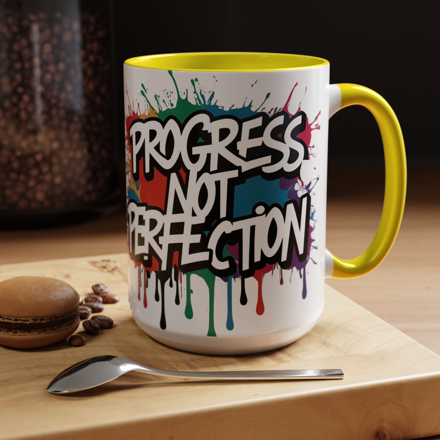 Vibrant   Ceramic  Mug    Inspirational      Let's Go!     Graffiti  Mug      Coffee Mug        Progress  Not  Perfection   Sizes   11oz  &  15oz    Birthday Gift   Graduation Gift    8  Different  Color Options