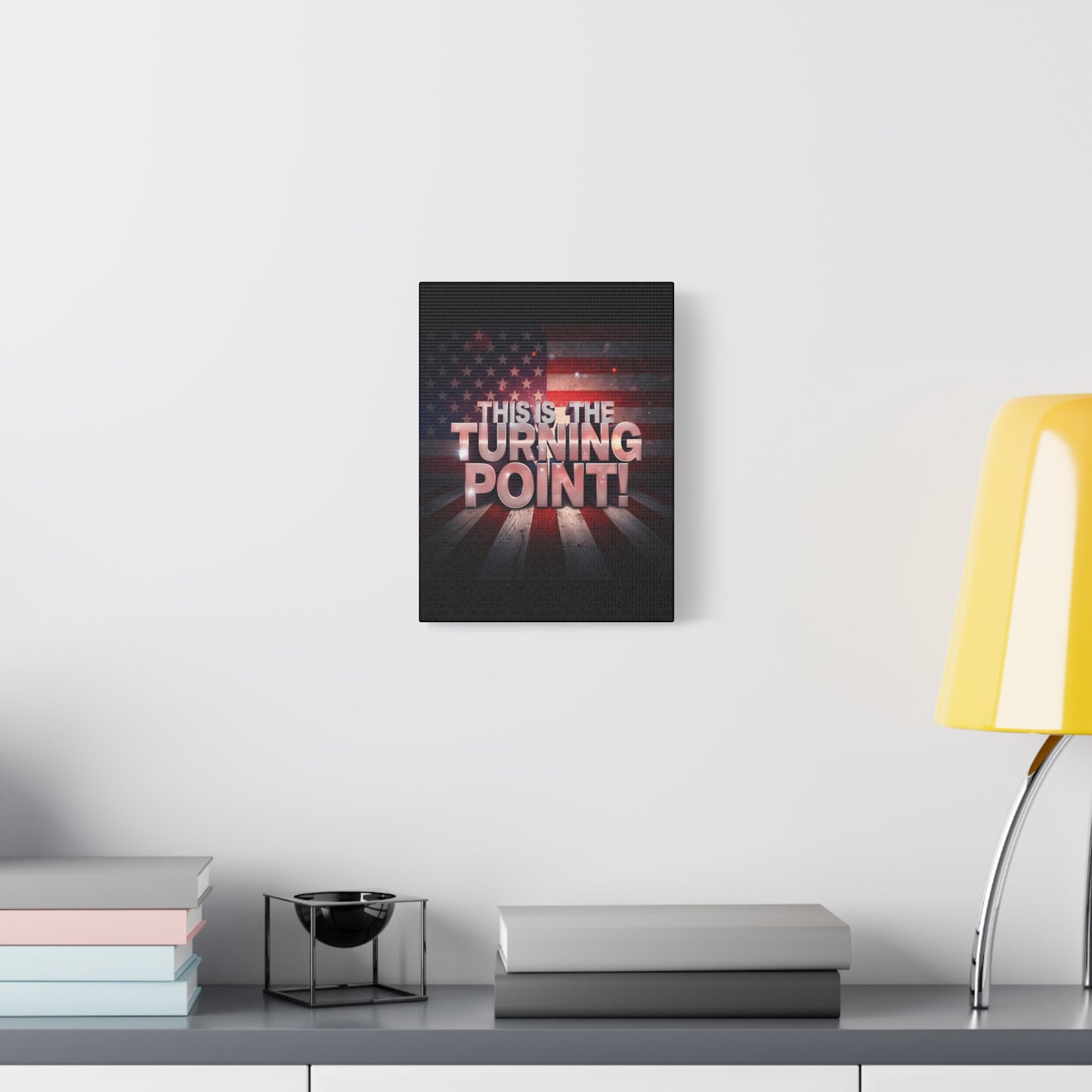 Gallery Wrapped Canvas Wall Art - Charlie Kirk Inspired - This Is The Turning Point! - Red White Blue - American Flag Backdrop Design - Multiple Sizes -