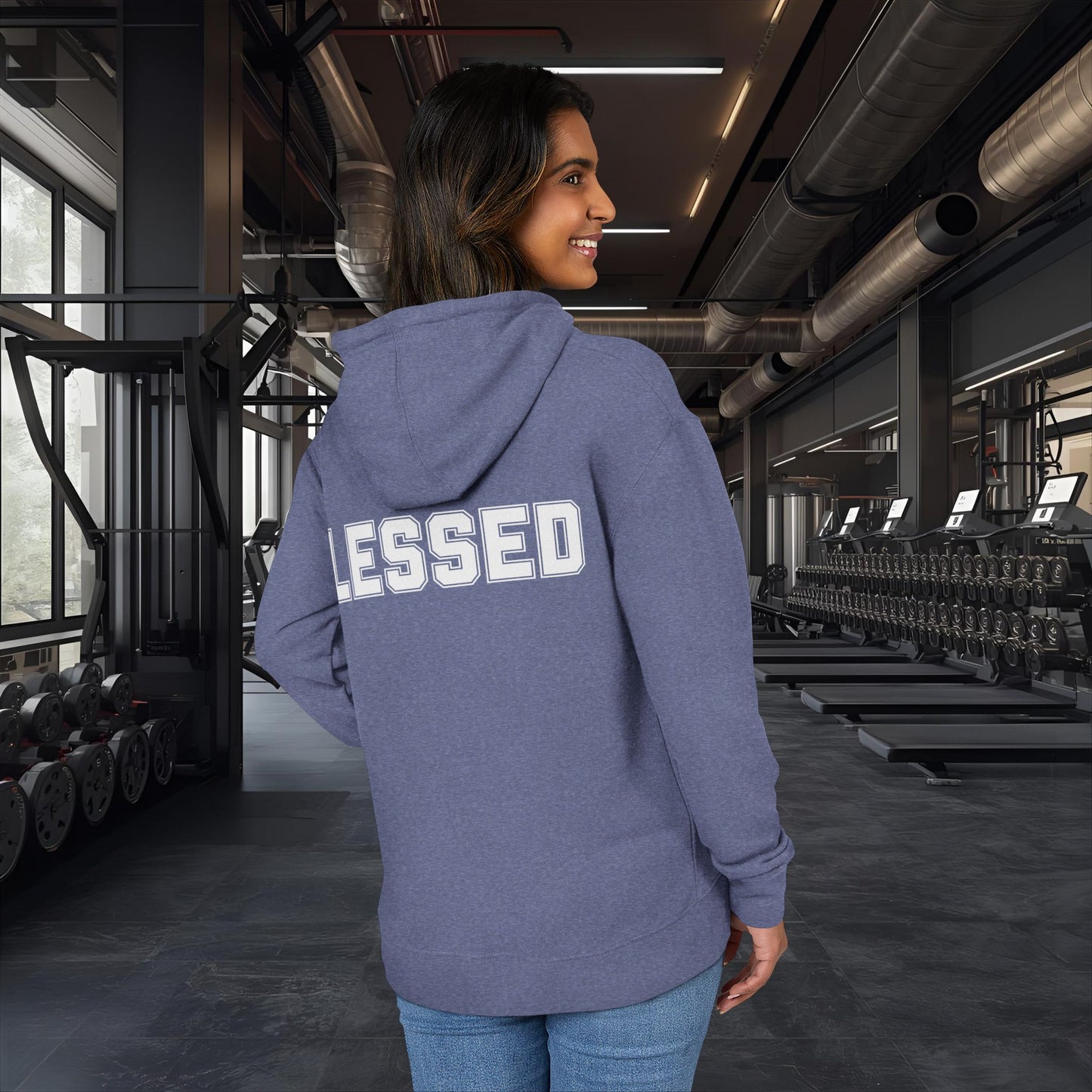 Blessed Hoodie — Cozy French Terry Pullover - with - White - Bold Front & Back Text - Holiday Gift - Fitness