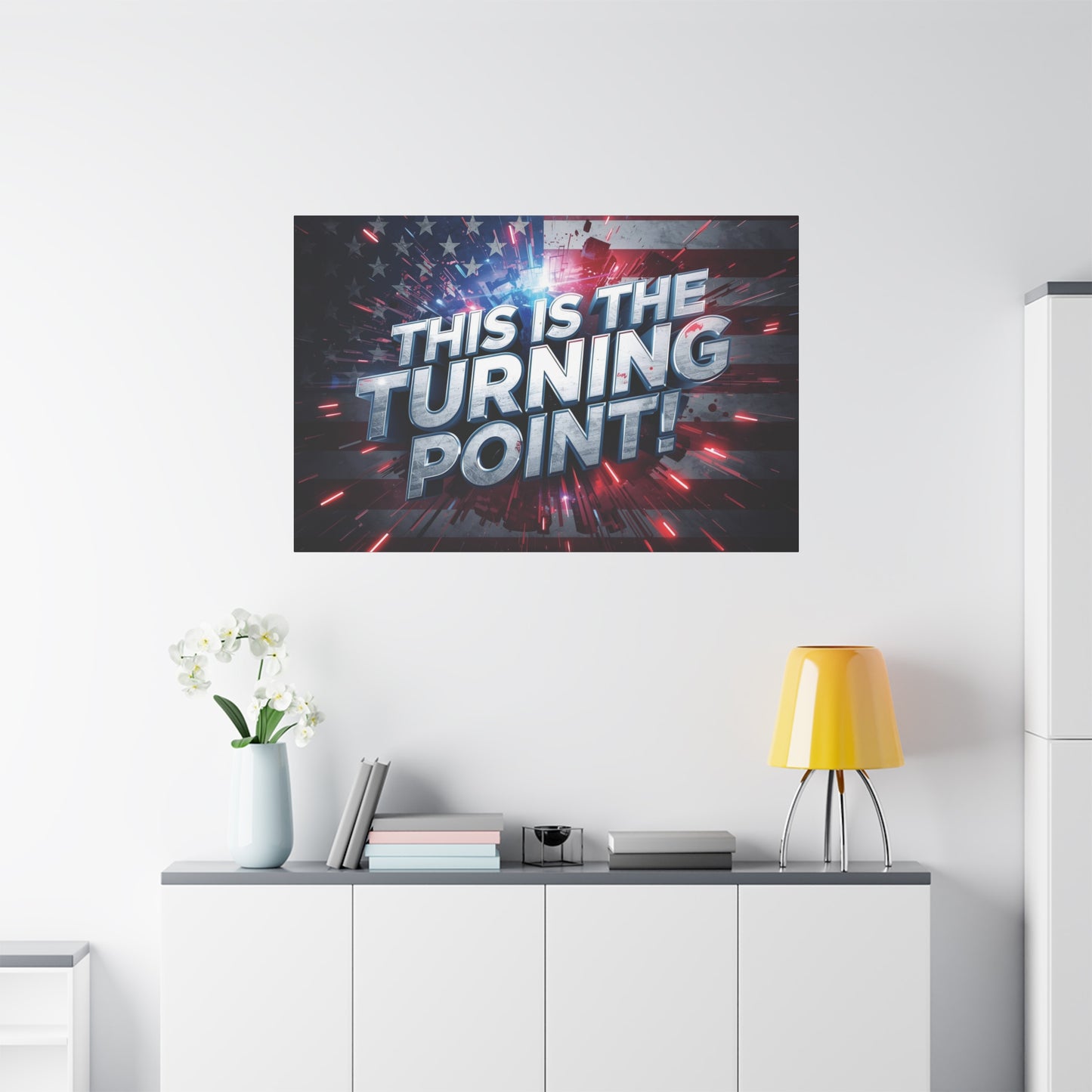 Canvas Print - Patriotic Wall Art - Stunning - Red White Blue - American Flag Backdrop - Charlie Kirk Inspired - This Is The Turning Point! - Multiple Sizes -
