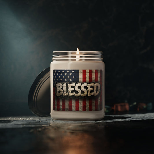 Patriotic Blessed Scented Soy Candle - Perfect for Home Decor, Gifts, Celebrations, and Holidays, Ideal for Relaxation and Ambiance