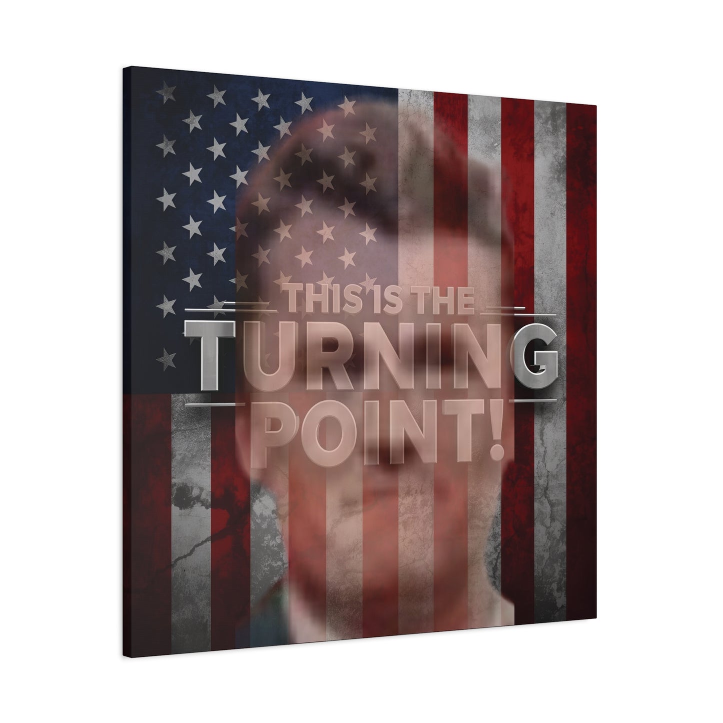 Inspirational Gallery Wrap Canvas Wall Art - Motivational Home Decor - Charlie Kirk - This Is The Turning Point! Artwork - Unique Gift Idea -  American Flag Backdrop Design
