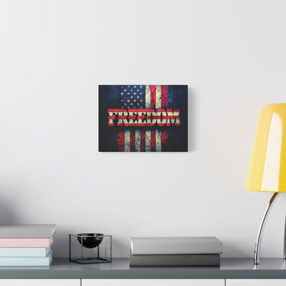 Patriotic Wall Art Print - Freedom Design Canvas Decor - American Flag Red White & Blue Artwork - Christmas Gifts - Independence Day Decoration - Home Gallery Piece -