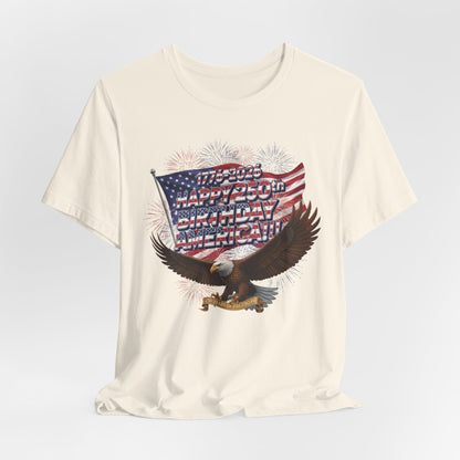 1776-2026 Happy 250th Birthday America!!! 4th of July Eagle T-Shirt | USA Flag & Fireworks Patriotic Tee