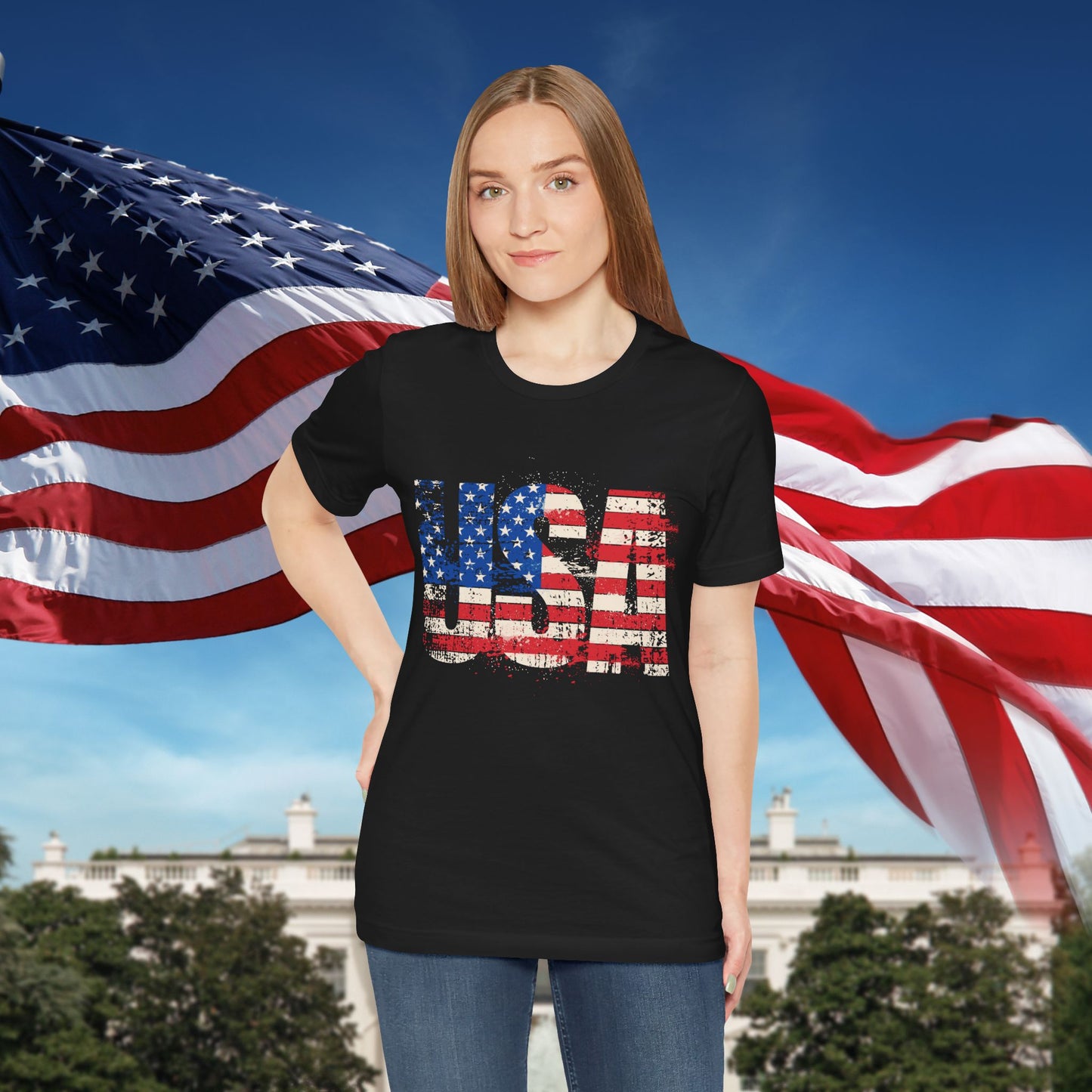 USA - Red White Blue - American Flag - Classic Unisex Tee - Holiday Gift - Patriotic Pride