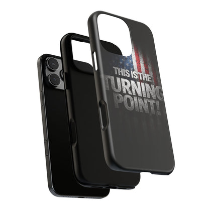 Stunning Patriotic Protective Cell Phone Case -  Charlie Kirk - This Is The Turning Point! - Red White Blue - Beautiful American Flag Backdrop Design - Perfect Gift for Everyday Use, Durable Cover, Stylish Protection
