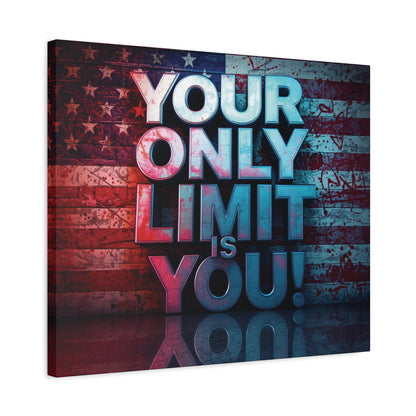Gallery Wrapped - Motivational Canvas Wall Art - Your Only Limit Is You! - Inspirational Decor for Home Office - Inspirational Gift - Vintage American Flag - Limitless Living - Personal [...]
