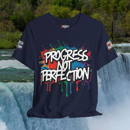 💥 Vibrant   💥   Eye-catching   💥   Motivational    💥 All  Over Print   💥 Unisex T-shirt  💥   Progress  Not  Perfection   💥  Art-Inspired   💥  Apparel  💥  Sizes  XS  x  4XL 💥