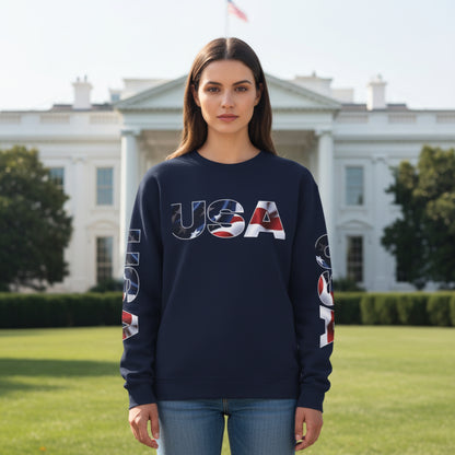 Patriotic USA Red White Blue - Crewneck Sweatshirt - Unisex Pullover - S-5XL