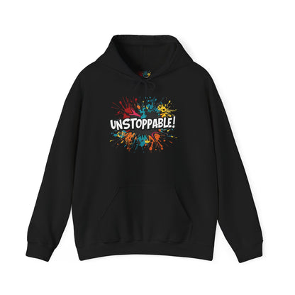 Unstoppable! Paint Splash Hoodie - Motivational Graphic Sweatshirt - Unisex Pullover - S-5XL