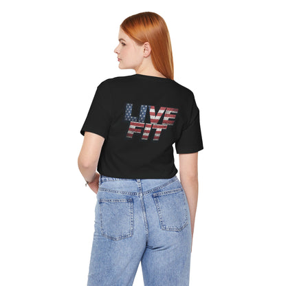 LIVE FIT Patriotic T-Shirt - American Flag Red White Blue - Unisex Fitness Tee