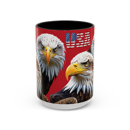 Patriotic Bald Eagle Accent Mug - Red White & Blue - 11oz/15oz - 4 Colors