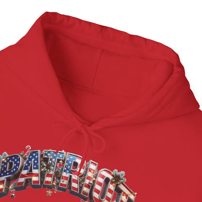Patriot Christmas Hoodie - Flag Letters with Ornaments | Clean Minimal Graphic | Unisex S-5XL