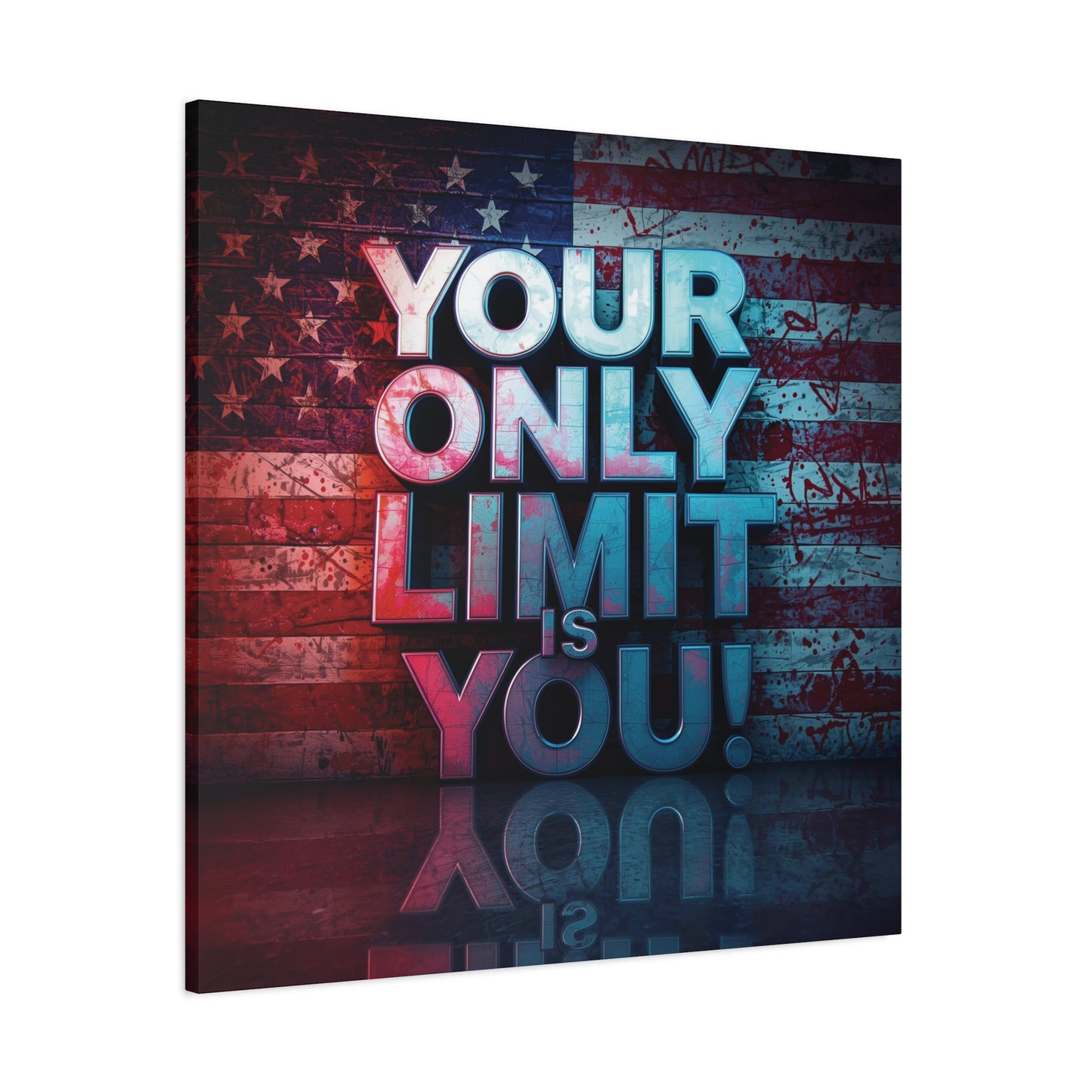 Gallery Wrapped - Motivational Canvas Wall Art - Your Only Limit Is You! - Inspirational Decor for Home Office - Inspirational Gift - Vintage American Flag - Limitless Living - Personal [...]