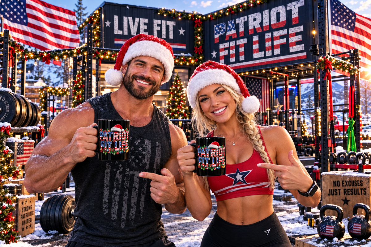 Patriot Fit Life Christmas Coffee Mug - Centered Santa Hat & Ornaments | 11oz & 15oz